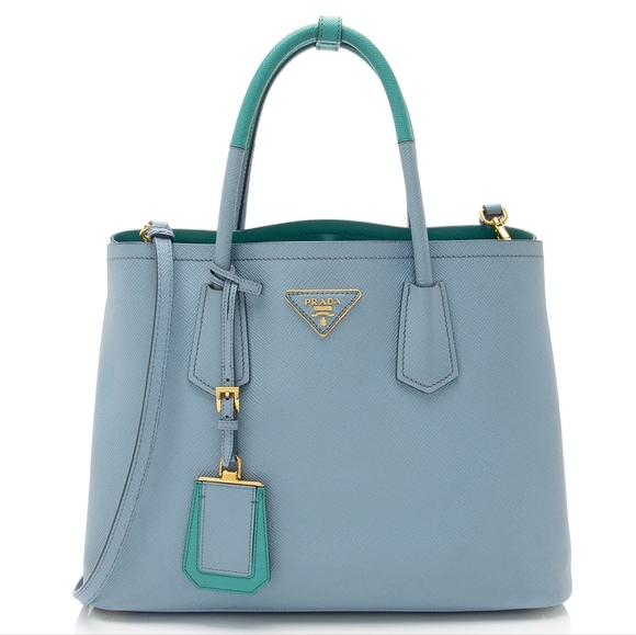 Prada Handbags - Rare! NEW! Prada Saffiano Cuir Double Handle Medium Tote Aqua TIFFANY BABY BLUE